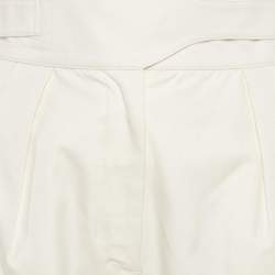 Pre Owned See by Chloe White Powder Gabardine Belt Detail Wide-Leg Pants S