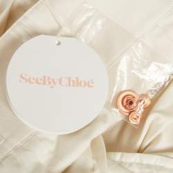 Pre Owned See by Chloe White Powder Gabardine Belt Detail Wide-Leg Pants S