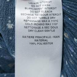 Pre Owned See by Chloe Navy Blue Printed Crepe Asymmetric Plisse Blouse M