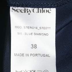 See by Chloe Navy Blue Silk Ruffled Mini Dress M
