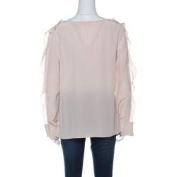 Pre Owned See by Chloe Blush Pink Silk Ruffle Sleeve Blouse M