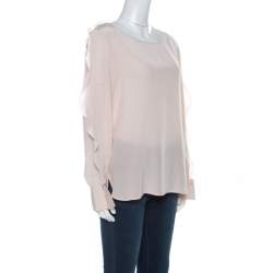 Pre Owned See by Chloe Blush Pink Silk Ruffle Sleeve Blouse M