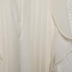 Pre Owned See by Chloe White Lace & Silk Paneled Ruffle Detail Blouse S 