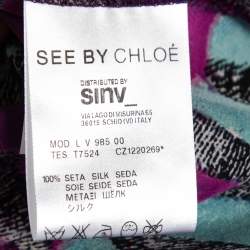 Pre Owned See by Chloe Blue Multicolor Zig-Zag Printed Silk Mini Dress M