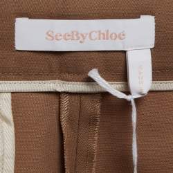 Pre Owned See by Chloe Brown Wool-Blend Front Pleat Trousers S