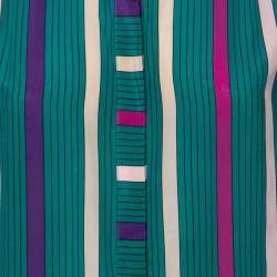 Pre Owned See by Chloe Green Striped Printed Silk Shirt M