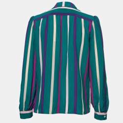 Pre Owned See by Chloe Green Striped Printed Silk Shirt M