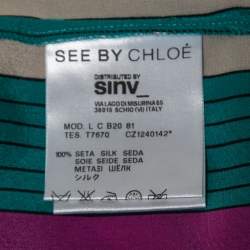 Pre Owned See by Chloe Green Striped Printed Silk Shirt M