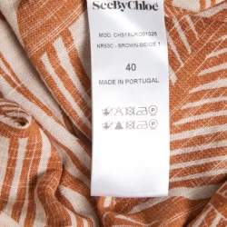 See by Chloe Brown/Beige Printed Cotton Blend Drawstring Maxi Dress M
