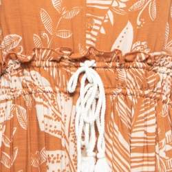 See by Chloe Brown/Beige Printed Cotton Blend Drawstring Maxi Dress M