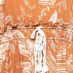 مملوكة مسبقًا See by Chloe Brown/Beige Printed Cotton Blend Drawstring Maxi Dress M