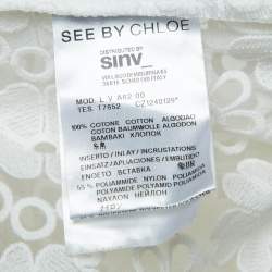 See by Chloé White Floral Embroidered Cotton and Nylon Sheer Short Dress M