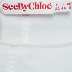See by Chloé White Floral Embroidered Cotton and Nylon Sheer Short Dress M