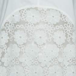 See by Chloé White Floral Embroidered Cotton and Nylon Sheer Short Dress M