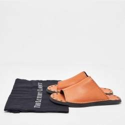 See by Chloe Orange Leather Flat Slides Size 35