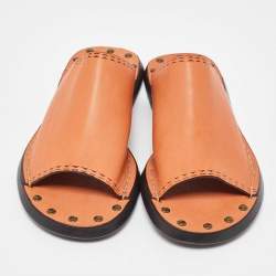 See by Chloe Orange Leather Flat Slides Size 35