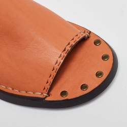 See by Chloe Orange Leather Flat Slides Size 35