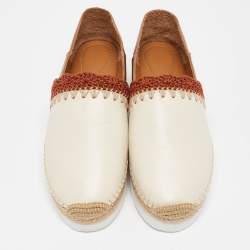 See by Chloe Cream/Brown Leather Glyn Espadrille Flats Size 38