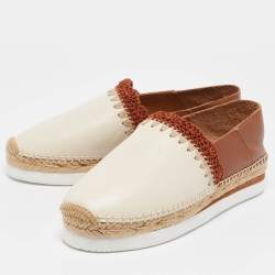 See by Chloe Cream/Brown Leather Glyn Espadrille Flats Size 38