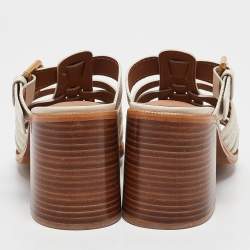 Pre Owned See by Chloe Cream Leather Slide Sandals Size 37.5