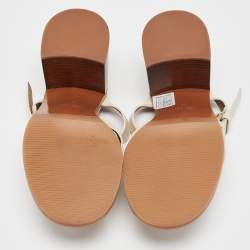 Pre Owned See by Chloe Cream Leather Slide Sandals Size 37.5