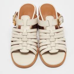 Pre Owned See by Chloe Cream Leather Slide Sandals Size 37.5