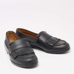 Pre Owned حذاء لوفرز سي باي كلوي جلد أسود بشراشيب سليب أون مقاس 40