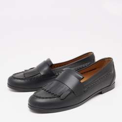 Pre Owned حذاء لوفرز سي باي كلوي جلد أسود بشراشيب سليب أون مقاس 40