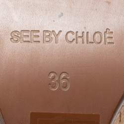 مملوكة مسبقًا See by Chloe Metallic Gold/Brown Leather Cork Wedge Ankle Strap Sandals Size 36
