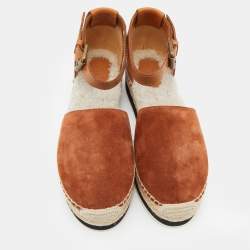 Pre Owned See by Chloe Brown Suede Glyn Espadrille Ankle Strap Sandals Size 39