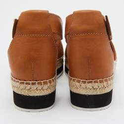 Pre Owned See by Chloe Brown Suede Glyn Espadrille Ankle Strap Sandals Size 39