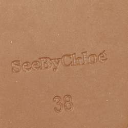 Pre Owned See by Chloé Metallic Python Embossed Leather Ballet  Flats Size 38