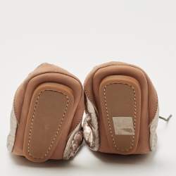 Pre Owned See by Chloé Metallic Python Embossed Leather Ballet  Flats Size 38