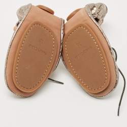 Pre Owned See by Chloé Metallic Python Embossed Leather Ballet  Flats Size 38