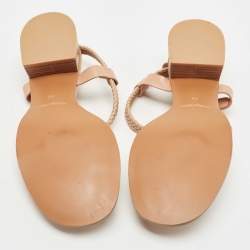Pre Owned See by Chloe Brown Leather Cross Ankle Strap Block Heel Sandals Size 40