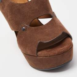 مملوكة مسبقًا See by Chloé Brown Suede Wedge Sandals Size 37