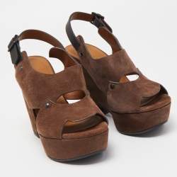 مملوكة مسبقًا See by Chloé Brown Suede Wedge Sandals Size 37