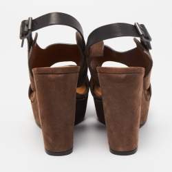 مملوكة مسبقًا See by Chloé Brown Suede Wedge Sandals Size 37
