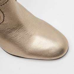 Pre Owned See by Chloe Gold Leather Ankle Boots Size 38