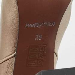 Pre Owned See by Chloe Gold Leather Ankle Boots Size 38