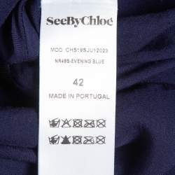 See by Chloe Navy Blue Dotted Chiffon Ruffled Skirt L