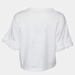 See by Chloe White Cotton Ruffled Sleeve Detail T-Shirt M