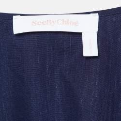 See by Chloe Blue Cotton Lace Trim Flared Sleeves Top S