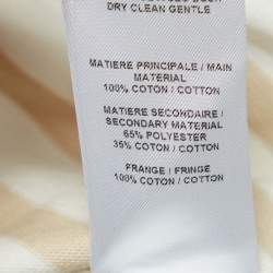Pre Owned See by Chloe Beige Crochet Trim Stripe Cotton T-Shirt XS