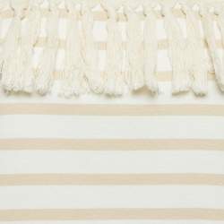 Pre Owned See by Chloe Beige Crochet Trim Stripe Cotton T-Shirt XS