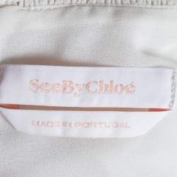 See by Chloe Natural White Sheer Crepe Smocked Blouse S