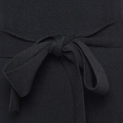 مملوكة مسبقًا See by Chloe Black Rib Stretch Knit Ruffled Midi Dress M