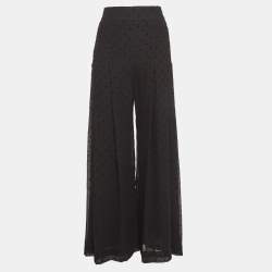 See by Chloé Black Flocked Polka Dots Chiffon Palazzo Pants S
