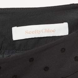 See by Chloé Black Flocked Polka Dots Chiffon Palazzo Pants S
