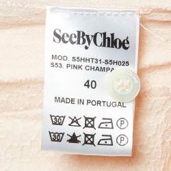 Pre Owned See by Chloe Pink Champagne Textured Crepe Pleated Shirt M